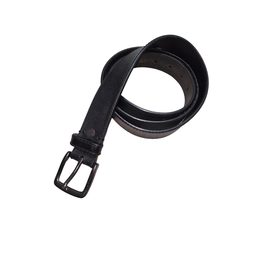 Levis Mens Black Leather Belt XL 42-44 Matte Black Buckle 11LV120069